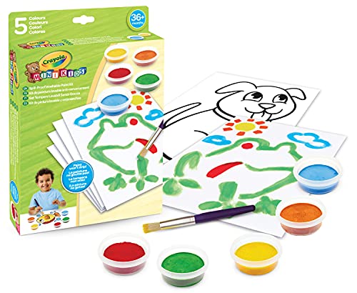 CRAYOLA - Mini Kids - Set de Gouaches Lavables Semi-Solide - Anti-goutte - Assortiment de 5 couleur - Multicolore - 3+ - 81-1483