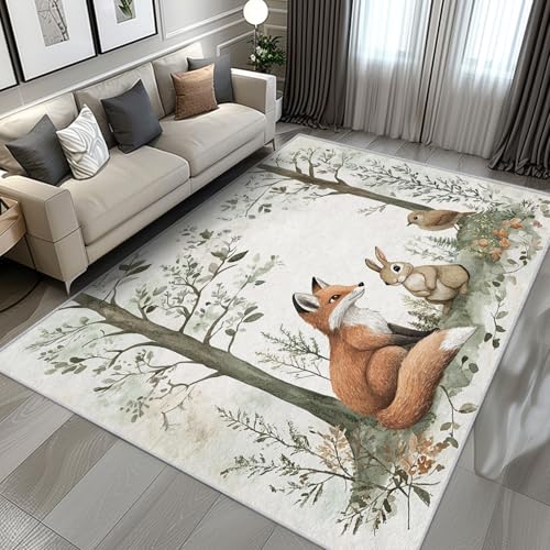 Tapete Woodland Animal 4x5 ft lavable antideslizante miniatura 1