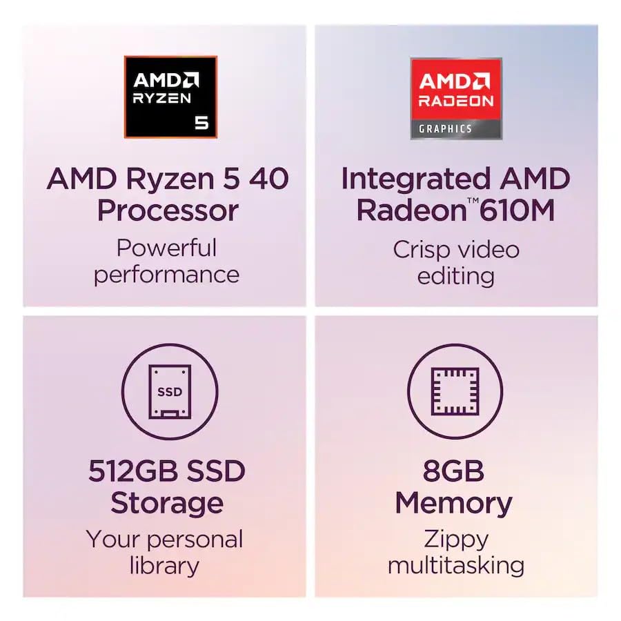 Image of Lenovo Slim 3 Business Laptop, AMD Ryzen 5 40, 8GB DDR5, 512GB SSD