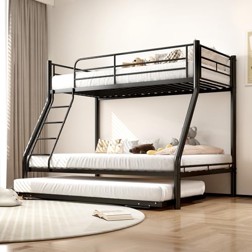 Bunk Bed - Cama alta para adultos con cama nido plegable, cama alta con somier, anticaída y escalera, cama alta para adolescentes, para dormitorio, cama infantil litera de metal, sin colchón (I)
