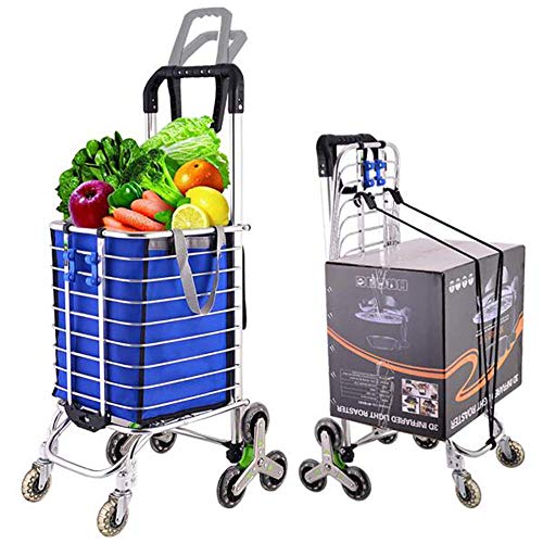 KEYOZA Einkaufstrolley, faltbarer Einkaufswagen auf Rädern, großer und leichter Einkaufstrolley mit abnehmbarer Tasche…