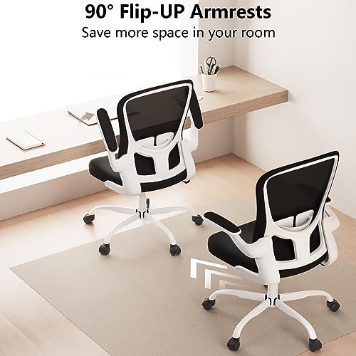 Image of Ergonomic Office Chair, Comfort Swivel Home Office Task Chair, Breathable Mesh Desk Chair, Lumbar Support Computer Chair with Flip-up Arms and Adjustable Height