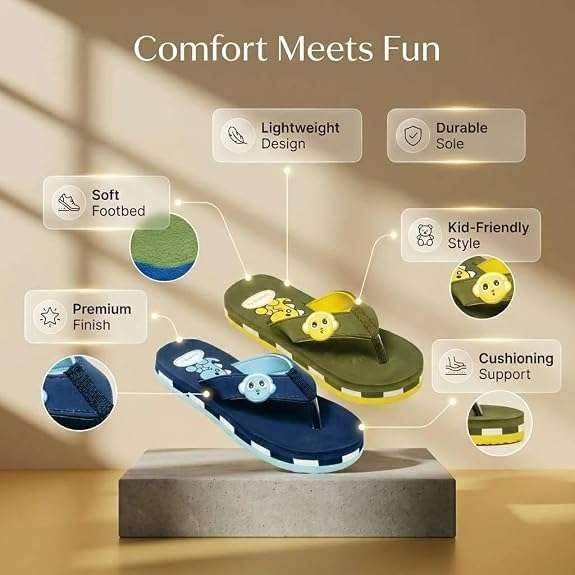 Image of Kids' Flip Flop Slippers, soft and Lightweight sole, Super Flexible, Comfortable & Arch Support, Durable Indoor and Outdoor Slippers