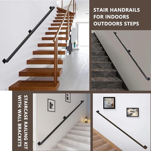Rampe d'escalier noire de 210 cm avec son kit complet de fixation - 7