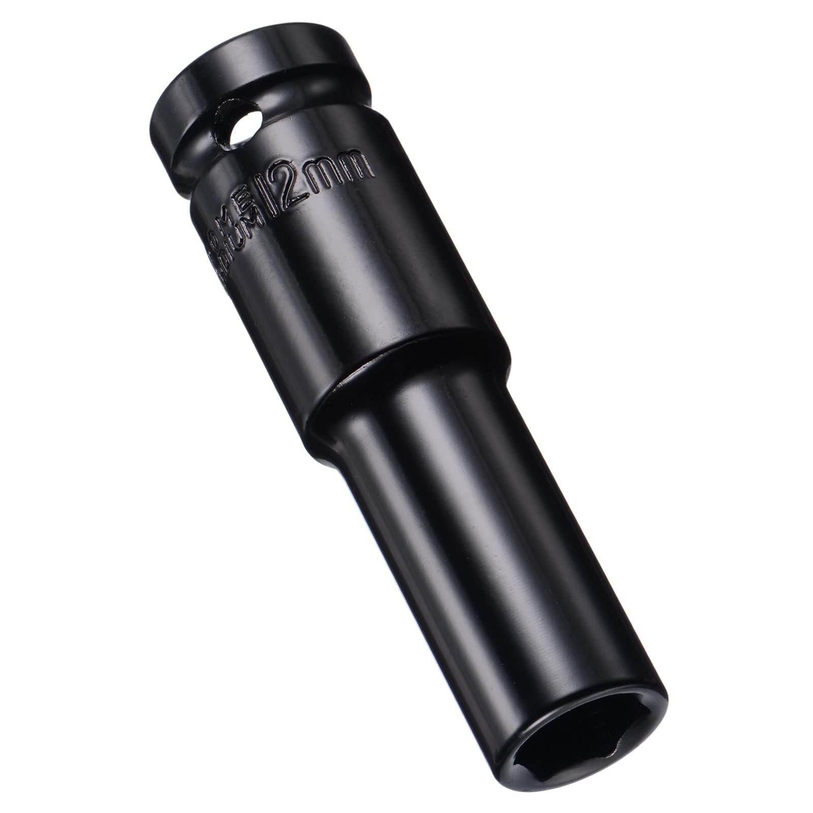 MACHSWON 1/2 Inch Drive - 12mm Deep Impact Socket with 6 Point Design, Heat-Treated Cr-V Steel 78mm Length, Metric Sizes