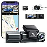 AZDOME M550 Dash Cam 3 Channel, Built in WiFi GPS, Front Inside Rear 1440P+1080P+1080P Car Dashboard Camera Recorder, 4K+1080P Dual, 3.19' IPS, IR Night Vision, Capacitor, Parking Mode, with 64GB Card
