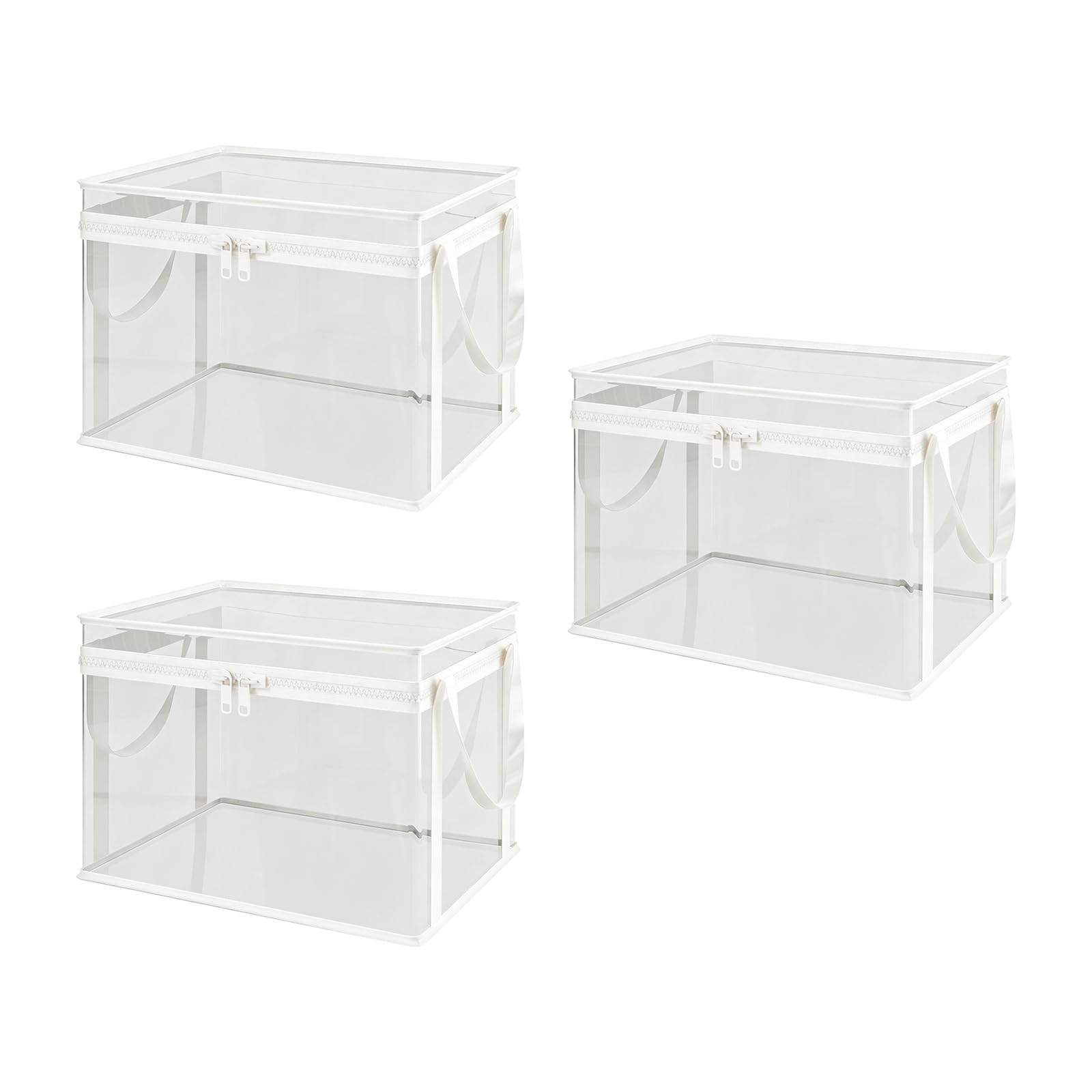 NRGQAXM 3pcs Large Clear Storage Bins with Lid, Large Clear Thick Plastics Storage Box with Hinged Lid Heavy Duty Transparent Storages Boxes Stackable Household Organizer Container for Closet Bedroom