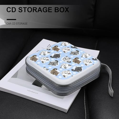 Funda para CD de plástico duro portátil con 40 fundas para hogar y coche 6