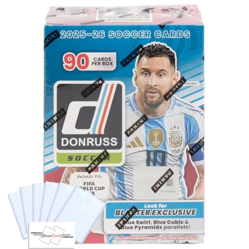 2025-2026 Donruss Road to World Cup Soccer Blaster Box with 90 Total Trading Cards + 6 Toploaders and StreetCards Magnet! Look for Kaboom!
