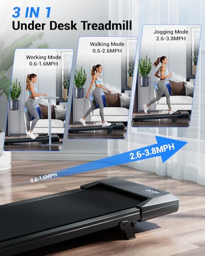 Superun Walking Pad with 6% Incline, Under Desk Treadmill for Home Office, 3 in 1 Portable Walking pad Treadmill with Remote Control, 2.5HP Quiet Mini Treadmills, 300 lbs Capacity - Image 5