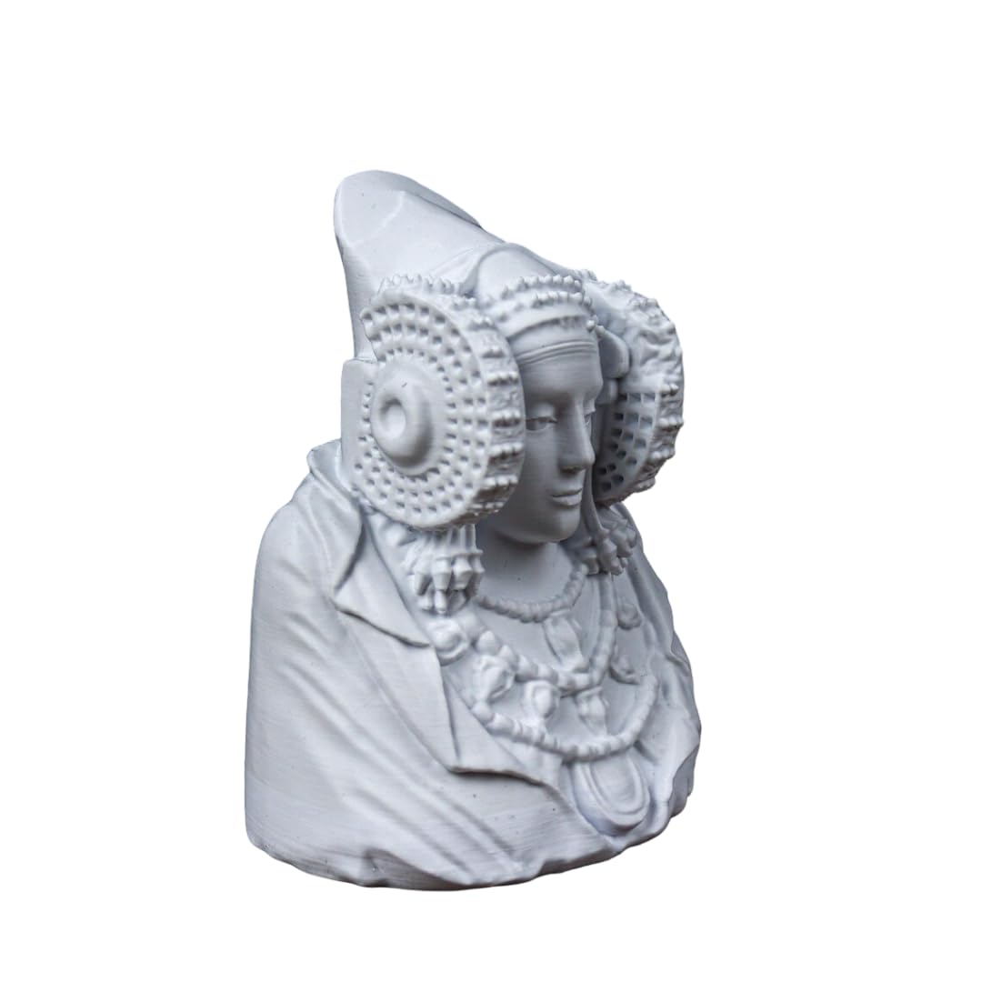 Genérico Busto Dama de Elche, Escultura Clásica Ibérica, Estatua Decorativa Museo, Blanco