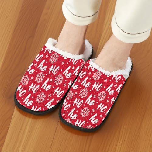 Christmas Travel Slippers for Women Men Funny Reindeer Santa Snowman Xmas Tree Snowflake Slipper Plush Warm Winter Slip on Cozy Memory Foam House Shoes Holiday Party Gifts3