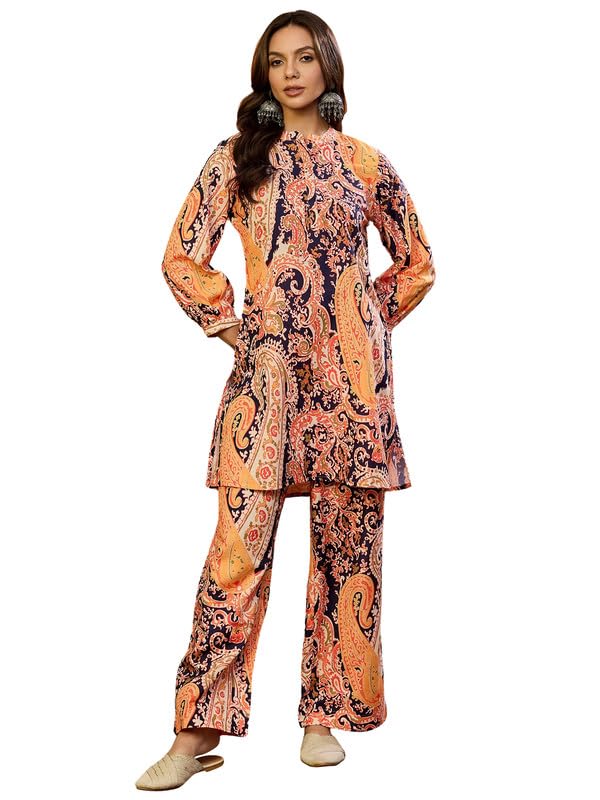 Image of Vaamsi Women's Cotton Blend Floral Printed Straight Co-ord Set (VCORD1031)