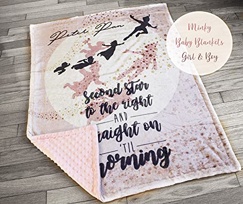 Image of Peter Pan Minky Baby Blanket - Handmade Disney-Inspired Pink Nursery Gift, Soft Baby Shower Present (Pink Minky)