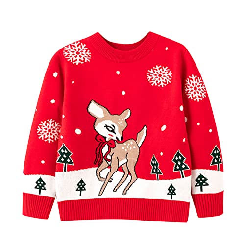 Sweaters for Teen Girls Short Toddler Boys Girls Christmas Deer Sweater Long Sleeve Warm Knitted Pullover Tops