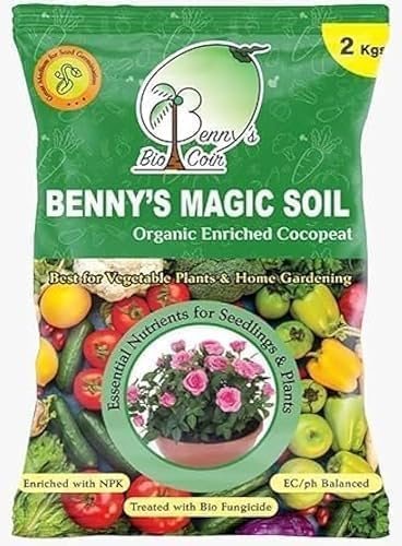 Benny's Magic Soil Organic Enriched Cocopeat 2 Kg | Premium Coconut Coir Growing Medium | Enriched with NPK & Bio Fungicide for Home Gardening, Seedlings & Vegetable Plants-picture-27