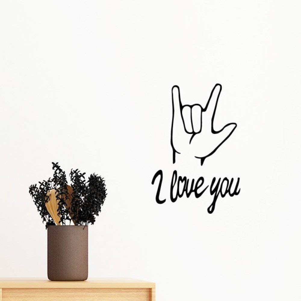Sticker mural noir I Love You de 50cm amovible pour masquer un mur sans peindre