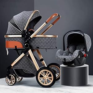 3 In 1 Kinderwagens Buggy Carriage Met Oversized Canopy/Easy One-folden, Foldable Luxe Kinderwagen Anti-Shock Springs…