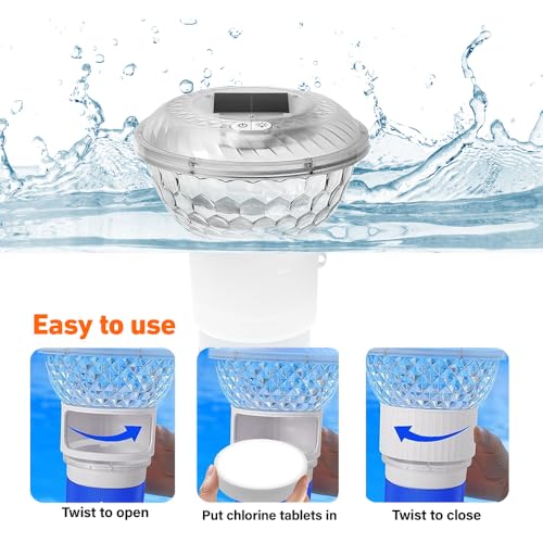 Diffuseur chlore piscine anti-algues automatique à éclairage solaire pour spa