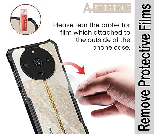 Image of A rtistque Clear Hard Transparent Acrylic Armor Anti-Drop Shockproof TPU Edge Back Cover Case for Realme 11 Pro /Pro Plus /Narzo 60 Pro 5G - Black