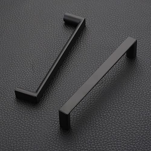 Image of 6 Pack 5 Inch(128mm) Kitchen Cabinet Handles Matte Black Cabinet Pulls Kitchen Cabinet Hardware Drawer Pulls for Dresser Cupboard Wardrobe