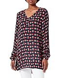 Manga larga KAFFE Kajame Tunic Blusas, Azul Oscuro y Rojo gráfico, 34 para Mujer