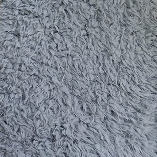 Tissu de luxe en fausse fourrure bleu pâle anti-perte de poils longs denses
