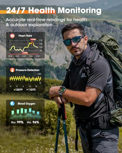 Image of Smart Watches for Men (Answer /Make Calls), 2.02'' Military Smart Watch Built-in GPS with Sleep Monitor /Heart Rate /100+ Sport Modes, Waterproof Smartwatch Fitness Tracker for Android and iPhone Black