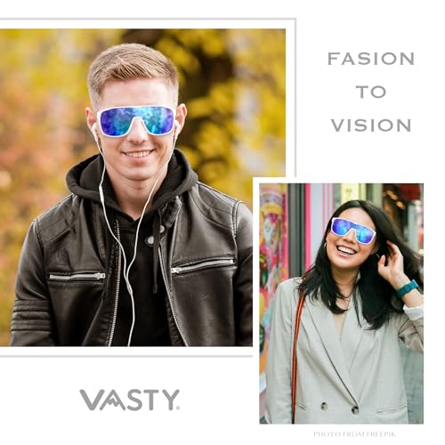VASTY Matt White Trendy Sunglasses for Men Women Oversized Rectangle Shades Sun Glasses UV4002