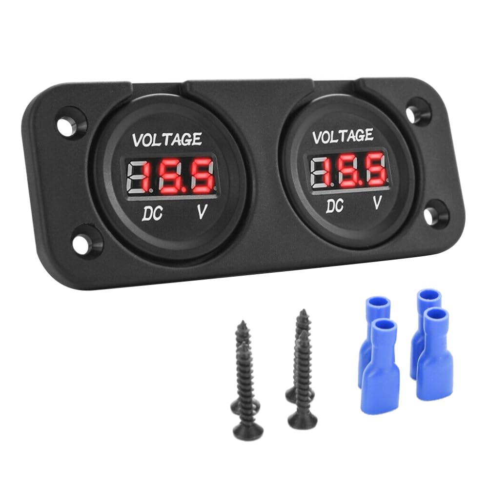 Voltmetro digitale a doppio LED MASO 12V-24V, doppia batteria per auto e moto, pannello di superficie per voltmetro con display a LED