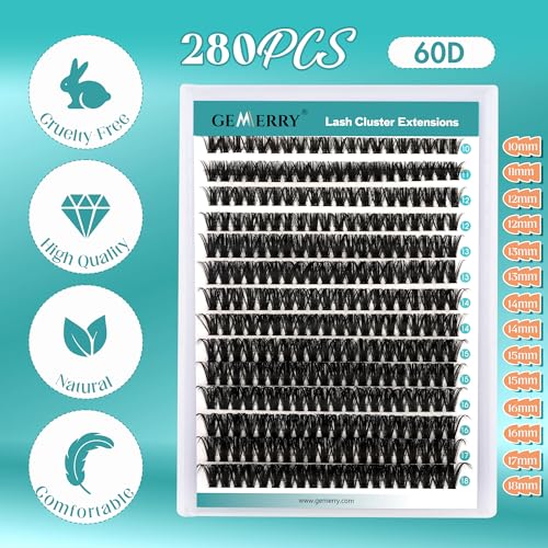 GEMERRY Individual Eyelashes 60D Curl Cluster Lashes Natural Eyelash Extension 280pcs Mixed Tray Reusable Handmade Home Application (60D-0.07D-10-18MIX) - Image 2
