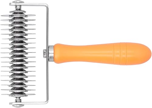 Miniatura 9 de Rodillo de celosía de acero inoxidable para hornear, galletas, tartas, pizza, con mango de plástico (cuchillo de malla con mango de plástico)