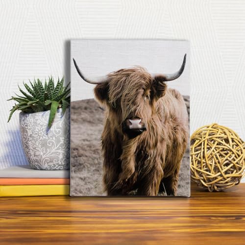 Image of Vintage Farm Cow Farmhouse Decor Cow Prints Canvas Wall Art Prints Pictures Wall Decor for Home Bedroom Kitchen Bathroom Rustic Western Country Birthday Housewarming Gifts 4PCS,Framed,8x10IN