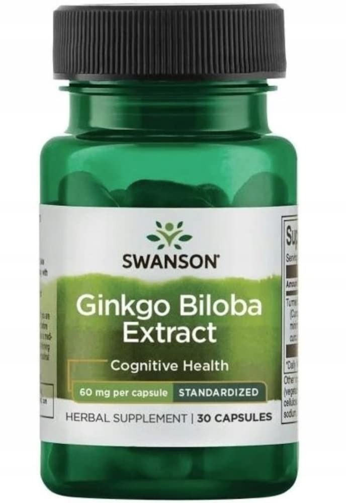 Swanson Ginkgo Biloba Extract Brain Support 60 mg, 30 Capsules 30 Count (Pack of 1)