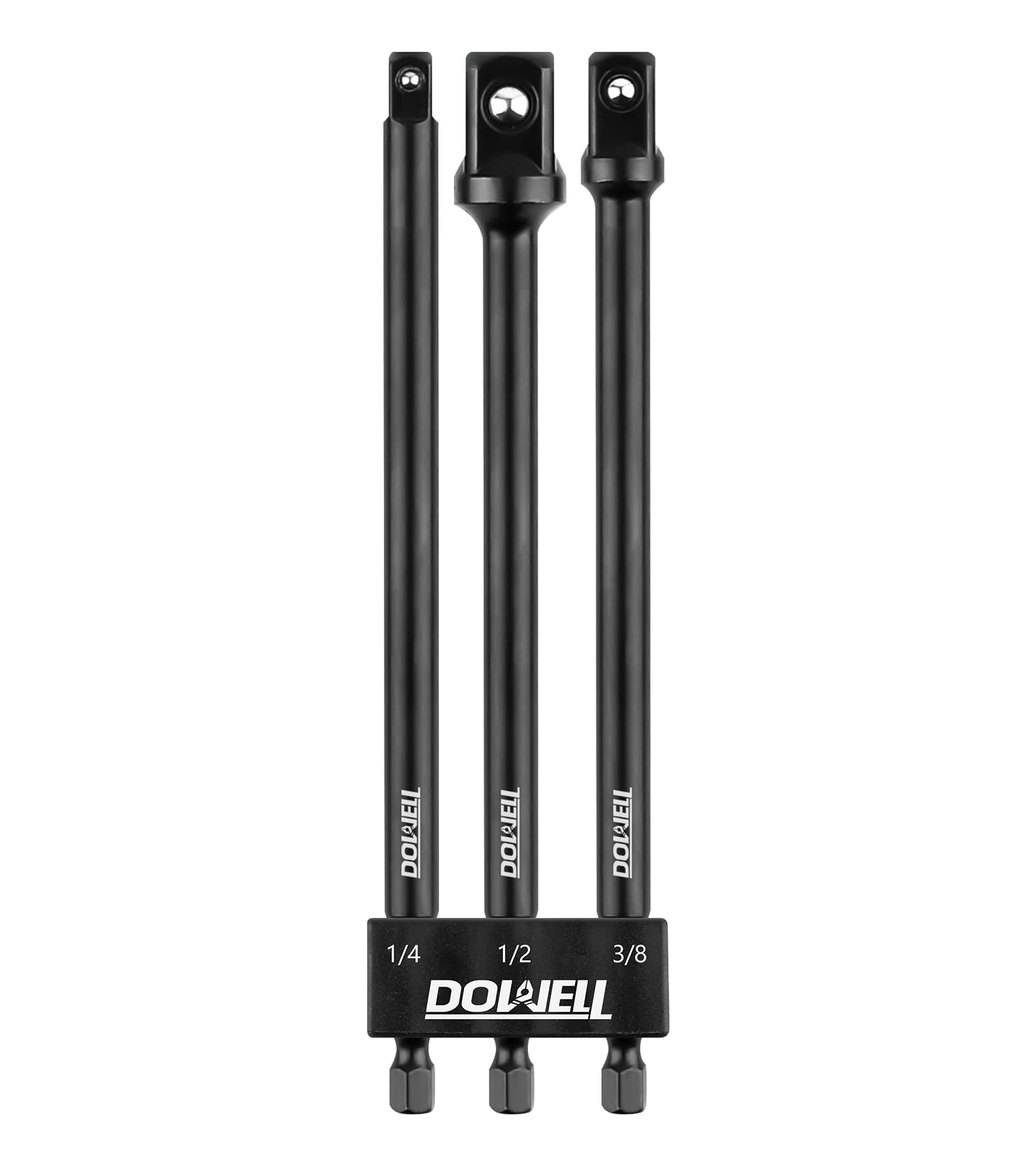 DOWELL Impact Grade Socket Adapter Set Extension Bit With Holder 1/4-Inch, 3/8-Inch, 1/2-Inch Drive Socket Set Power Drill Bit Extension To High Speed Impact Wrench (3, 6-Inch)