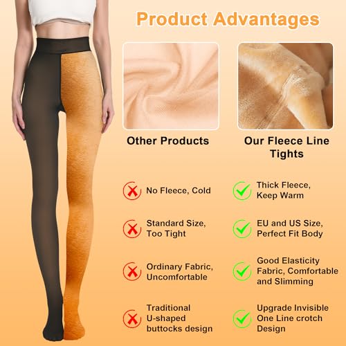 Awant Fleece Lined Tights Sheer Thick Tights for Women Fake Translucent Warm Pantyhose Leggings Sheer Thick Tights for Winter2