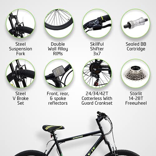 Image of Carbon Steel Youth Mountain Bike for Unisex, 26T, 21 Speed, 26 Inch, 18 Inch Frame (Multicolor)