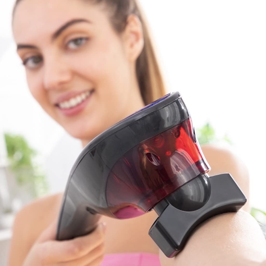 Masajeador manual eléctrico – Masajeador portátil – Masajeador cervical – Masajeador trasero – 5 cabezales de masaje – 10 niveles de intensidad