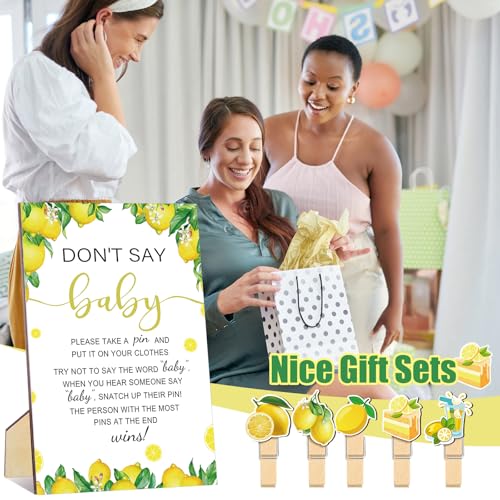 Image of Patelai 321 Pcs a Little Lemon Is on the Way Baby Shower Game Supplies