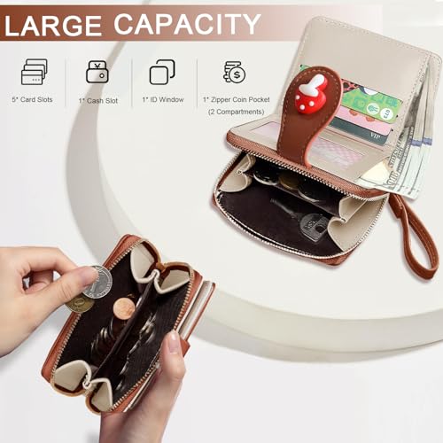 Image of Sunwel Fashion Girls Cutest Prints Wallet Card Slots Small Wallet with Zipper Coin Pouch Wallet for Women