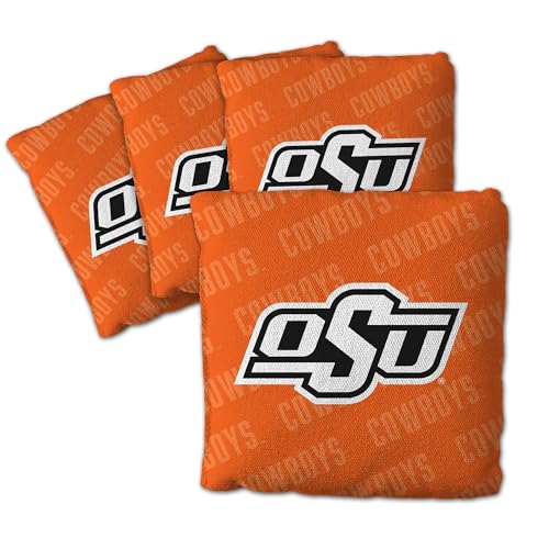 YouTheFan Officially-Licensed NCAA Oklahoma State Cowboys Set of 4 Cornhole Bags - All Weather Regulation 6” x 6” Size - 16oz Weight - Designed in USA