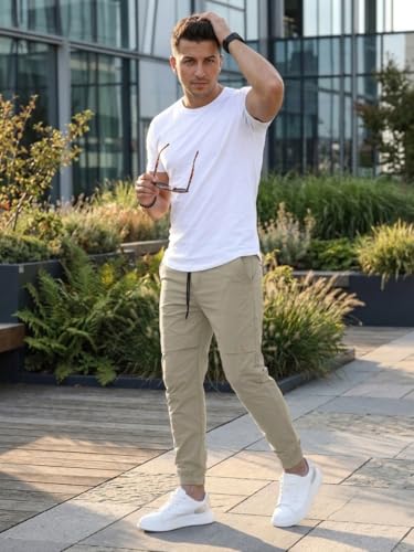 Image of ANNI Designer Men Cargo Pants Cotton Solid | Cargo Pants for Men | Mens Cargo Trouser | Multi Pocket Cargo Pant Regular Fit | Casual Stylish Bottom Wear for Mens Comfortable Clothing