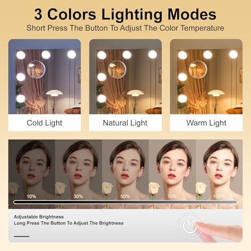 Smart Mirror with Lights and Bluetooth