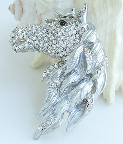 Image of Art Style 2.76 inch Horse Brooch Pin Pendant Rhinestone Crystal BZ6535
