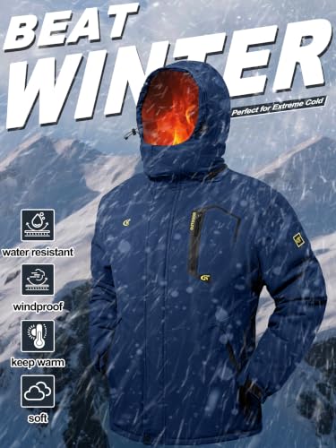 Image of QPNGRP Mens Waterproof Fleece Ski Jacket Windproof Winter Snow Coat