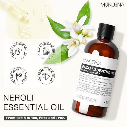 Image of Neroli Essential Oil for Skin, Body, Hair Care, Aromatherapy, 100ML | Pure and Natural, Neroli Oil for Massage, Home, Diffuser, DIY Soap and Candle Making, 3.38 Fl Oz