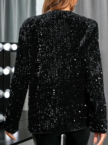 Anna-Kaci Women's Sparkle Sequins Blazer Jacket Open Front Casual Shiny Coat,2