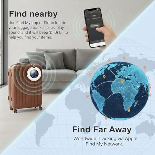 Air Tracker Tags-4 Pack [Apple MFi Certified] 2026 New Bluetooth Tracker Tag Work with Apple Find My (iOS Only) Smart Item Locator 100dB Sound Replaceable Battery Global Tracking for Kids Key Luggage — view 3