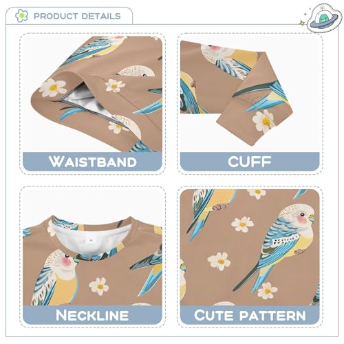 JUNZAN Cute Budgerigar Brown Kids Girls Pullover Hoodie Crewneck Hoodie for Boys Athletic 4T3