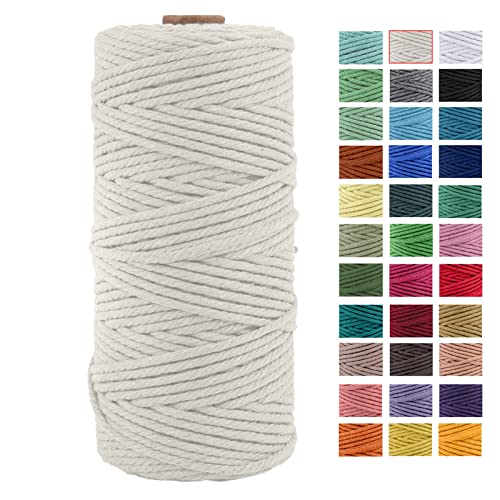3mm Cotton Macrame Cord 109Yards Natural Twisted Rope